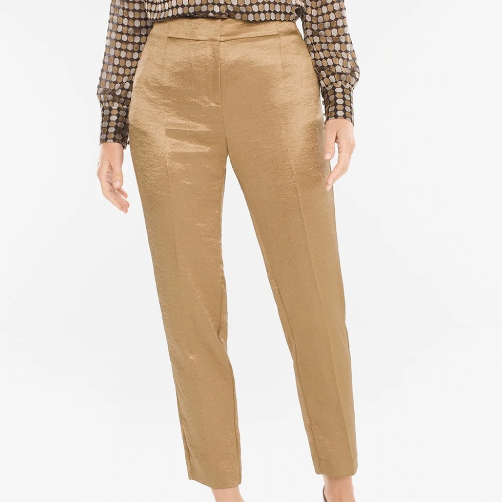 Gold Metallic Chico's Flat-Front Pants (NWT)